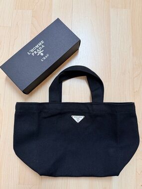 Prada Black Canvas Small Tote Bag